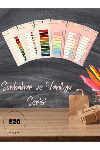 EZOSHOP Set of 6 Clear Color Sticky Post Push Note Paper Autumn and Vanilla Series