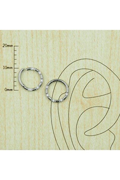 agbtasarım %100 Cerrahi Çelik 5 Zirkon Mıhlama Taşlı "septum, Nose, Helix" "b...