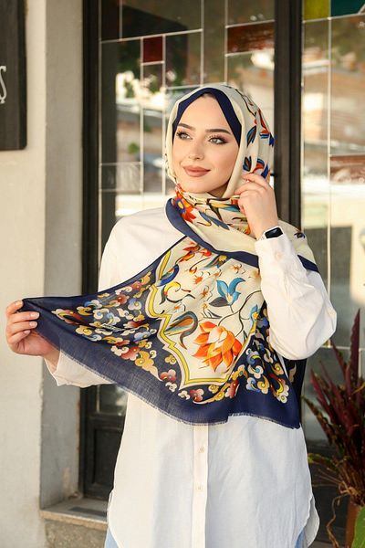 Hint İpek Wool Cashmere Patterned Shawl Model - Yunkv01-01
