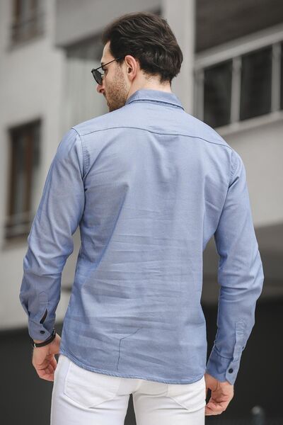 Oksit Cămașă de blugi pentru bărbați Yx 16176 cu buzunar dublu