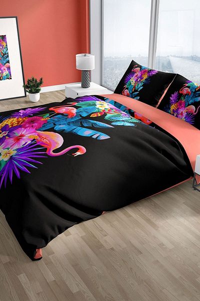 Cattleya Flamingo III 3d Cotton Satin Double Duvet Cover Set