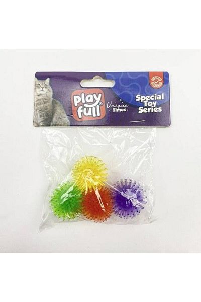 PLAYFULL 4-Piece Plastic Ball Cat Toy - 3.5 cm