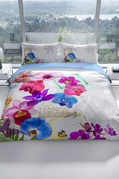 PerlaSera Viola 3d Cotton Satin Double Duvet Cover Set