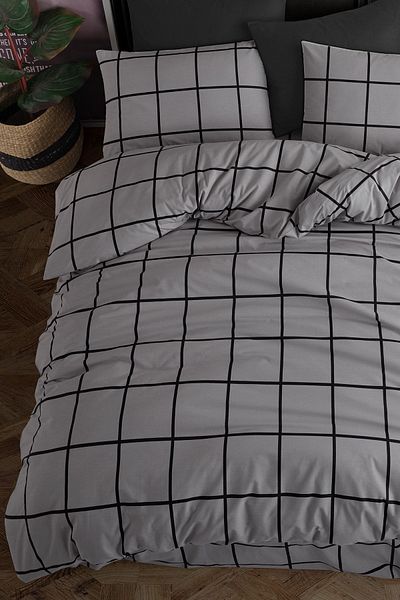 Cote Blanc Double Tile Gray Duvet Cover Set - 100% Cotton