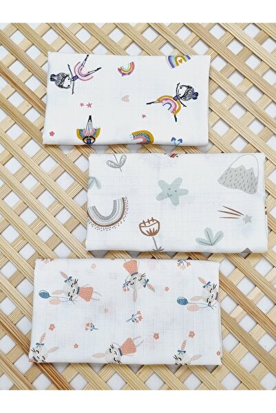 Yada Baby مجموعة من 3 بطانية موسلين قطن 100% - معتمدة من Oeko-teks، 80x90 سم