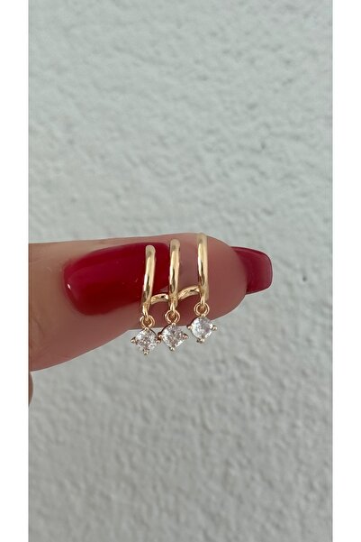 Vi store Çelik 3 Halka Görünümlü Sallantılı Küpe