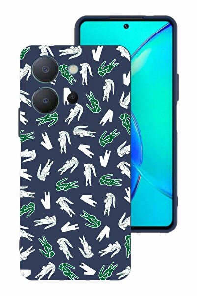 vivo Y36 Baskılı Ve Kamera Korumalı Lacivert Renk Silikon Kılıf