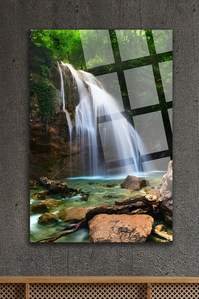 TAULART Υπέροχο Τοπίο Καταρράκτη, Άθραυστο Γυάλινο Έργο Τέχνης, Δώρο για το Σ...