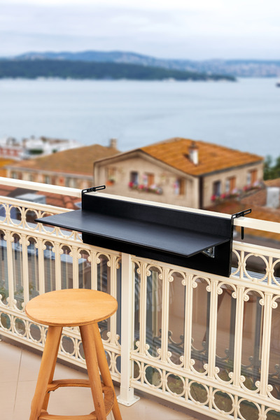 aslwoodart Katlanabilir Balkon Masası 80x30 cm Siyah