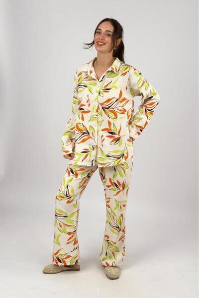 Betimoda Women's 2-Piece Linen Shirt Wide Leg Palazzo Trousers Bottom Top Set