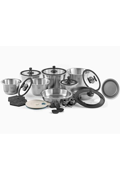 cookvision İç İçe Geçen 24 Parça Sapı Çıkartılan Vakum Kapaklı İndüksiyonlu Ç...