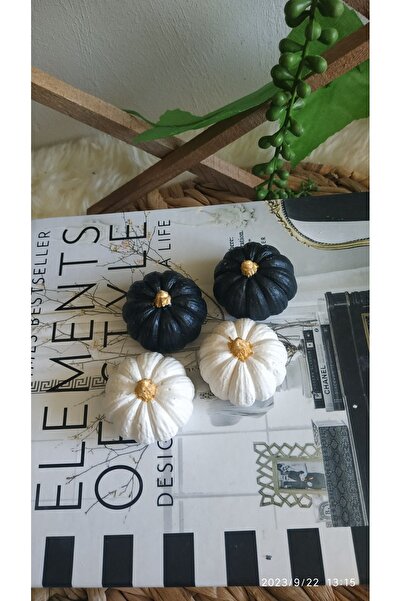 evdeki atölyem EVDEKİ ATÖLYEM 4'lü siyah dekoratif kabak biblo