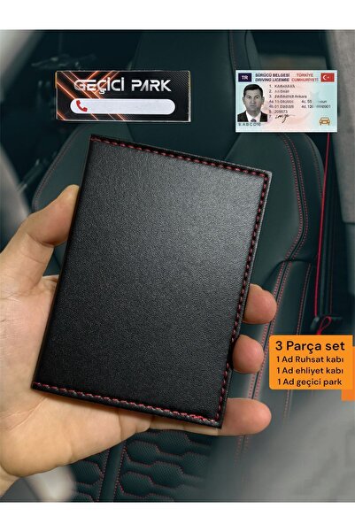 Gempo Ruhsat kabı kılıfı + Geçiçi park telefon numaratörü + Ehliyet kabı  3 parça araç seti
