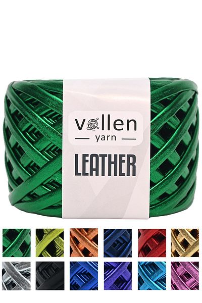 vollen yarn Πράσινη Premium Δερμάτινη Τσάντα, Μεταλλικό Σχοινί 120 γραμμαρίων