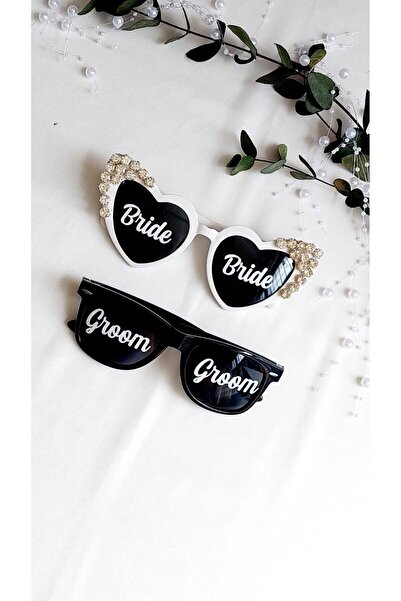 ALAZ TASARIM HOBİ bride gözlük groom gözlük, parti gözlüğü, isimli gözlük