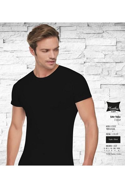 Tutku Men's 12-Piece Combed Cotton Crew Neck Undershirt 0105