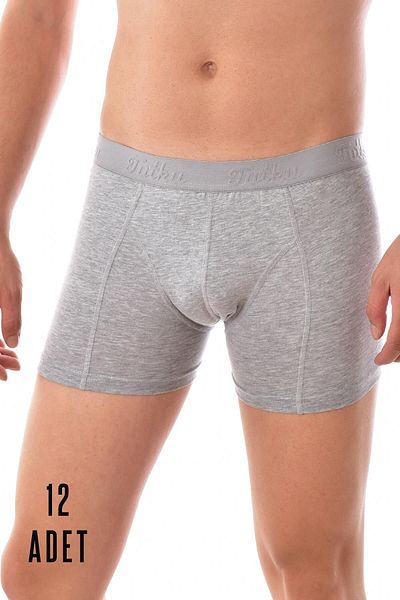 Tutku Ανδρικό γκρι 12 τεμαχίων Passion Lycra Elasthan Boxer Grey 0114