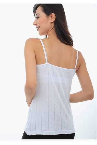 Tutku Women's Jacquard Thread Strap Cotton Undershirt 1 Pack New Season (6 Pieces Economical Pack)