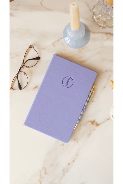 Chi-Chi Papers Lined Leather Notebook - Abbey Lilac, Faux Leather Covered Notebook, Undated Agenda, Memory Book