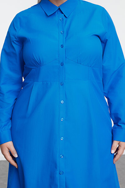 Trendyol Curve Nagy méretű kék szőtt ingruha - Tbbaw25ah00051