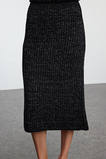 Trendyol Collection Csillogó széles szabású fekete kötöttáru öltöny - TWOAW25AU00037