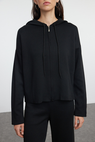 Trendyol Collection Kapucnis fekete kötöttáru szett - TWOAW25AU00031