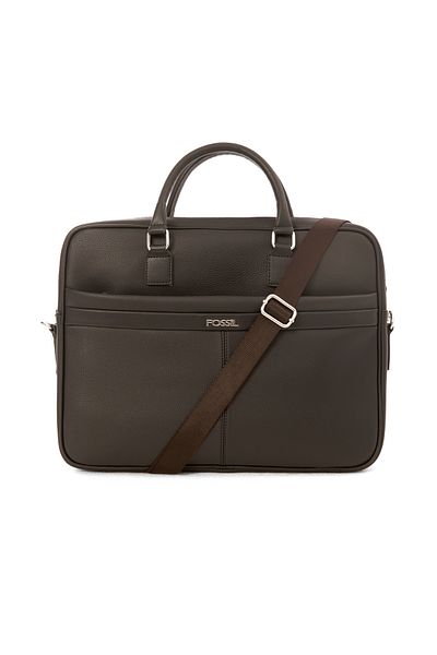 Fossil حقيبة كمبيوتر محمول وحقيبة عمل باللون البني للرجال - 01FS2061