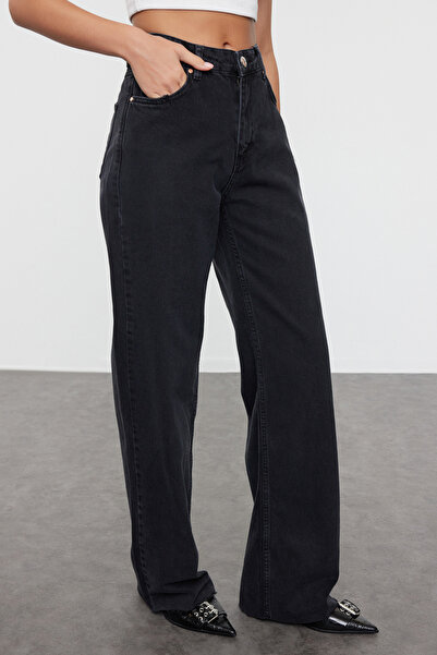 Trendyol Collection Široké černé džíny - normální pas Twoaw25je00176