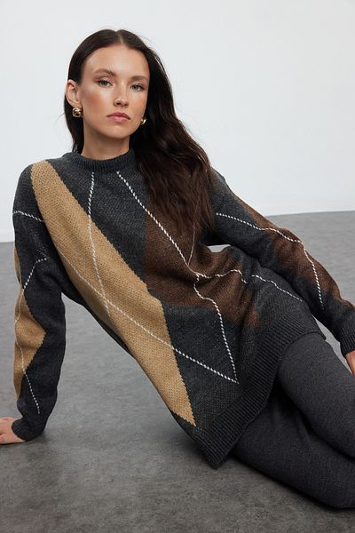 Trendyol Modest Puha textúrájú antracit kötöttáru készlet - TCTAW25US00053