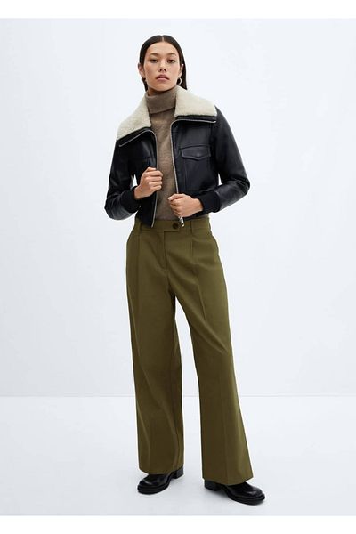 MANGO Woman Pantaloni cu talie lată