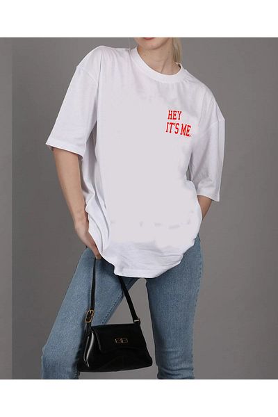Pink Sky Hey IT'S ME Printed Unisex Oversize Boyfriend T-Shirt