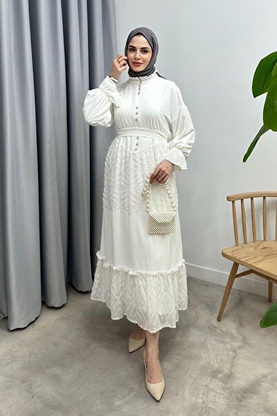 ELBİCA Jewelled Buttoned Dress 8045-Y