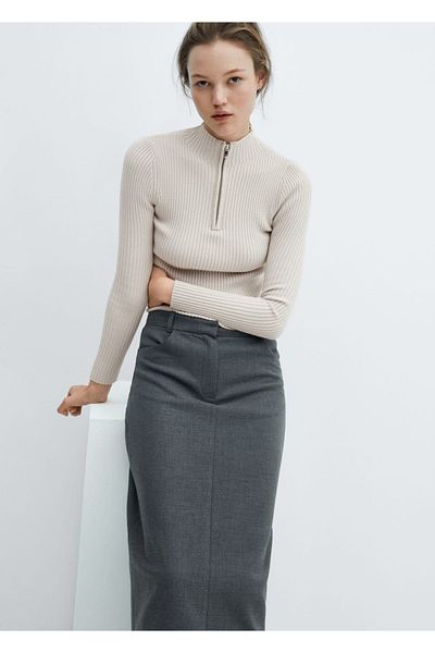 MANGO Woman Sweter zapinany na zamek