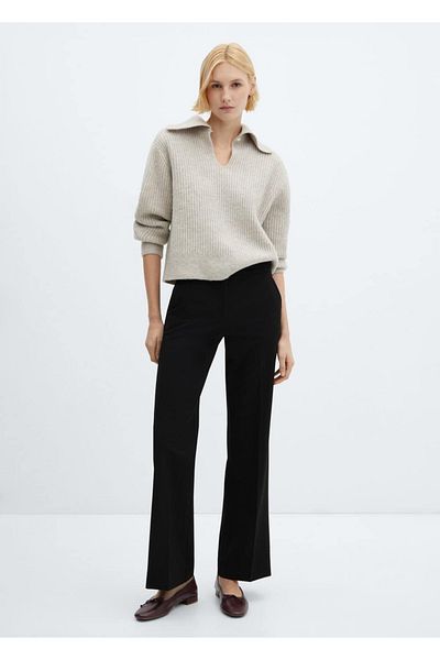 MANGO Woman Medium Waist Wide Leg Trousers