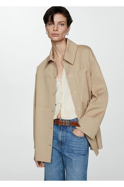 MANGO Woman Jachetă de camasa oversize cu buzunare