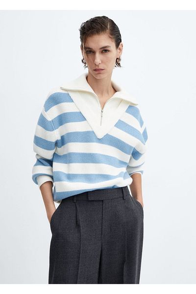 MANGO Woman Pulover cu guler cu fermoar