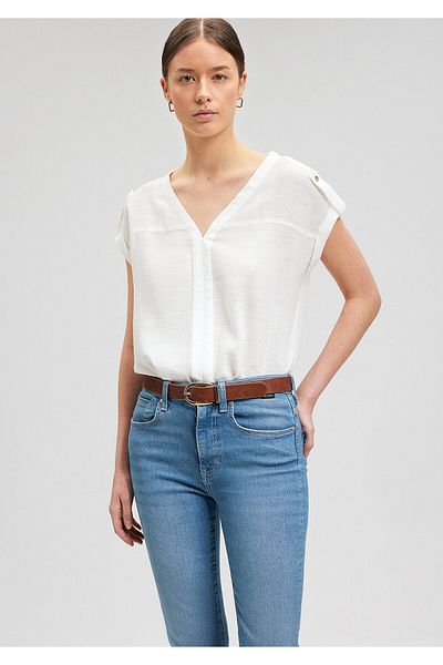 Mavi Λευκή Μπλούζα V-Neck 122504-30701