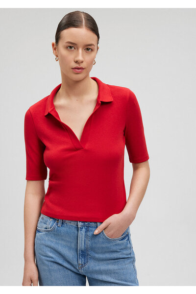Mavi Red Polo T-Shirt - Tencel Tm, Body Fitting Cut 1612675 -80638