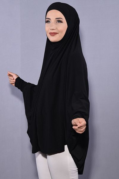 BUĞLEM TEKSTİL Standard Size 5 Xl Hijab Black with Veil