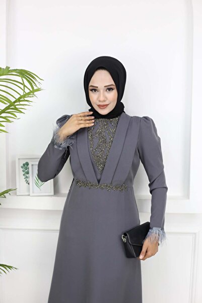 marwella Havva Tesettür Abiye  -  Gri