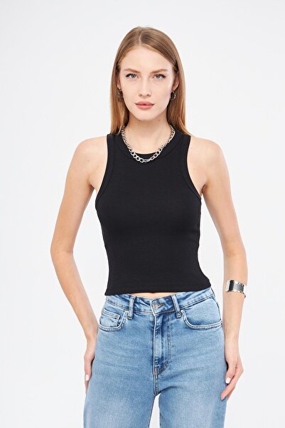 Irmak Kerekli Жіночий чорний кроп-топ з шнурівкою 4003