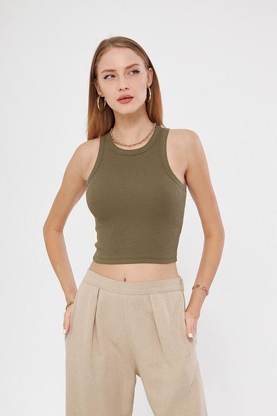 Irmak Kerekli Women's Khaki Corded Basic Crop Undershirt 4003