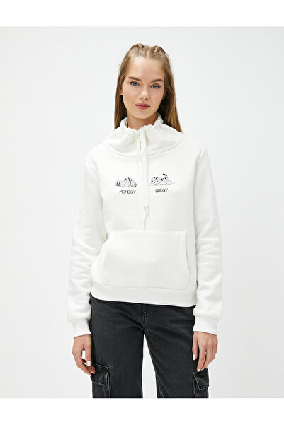 Koton Φούτερ με γιακά σάλι Τσέπη καγκουρό με στάμπα