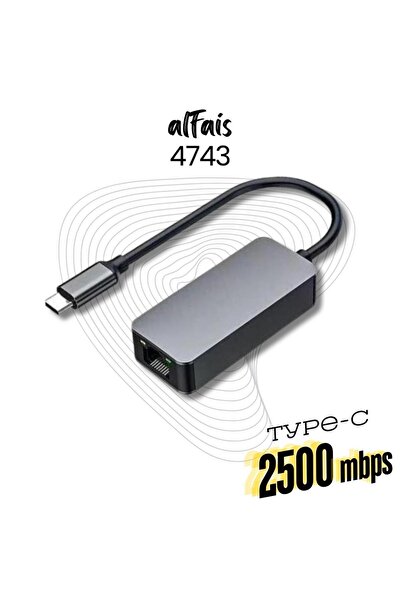 Genel Markalar 5247 Usb Type C To Ethernet 2500Mbps 2.5G İnternet Çevirici Dö...