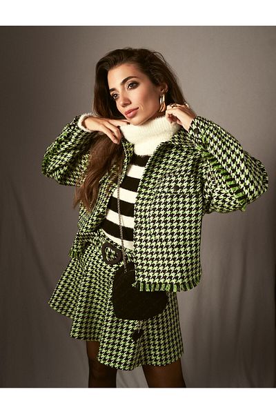 Koton Tweed-Jacke mit Quasten und Taschen