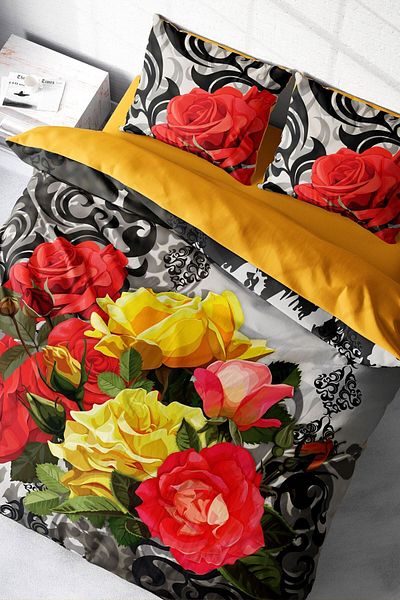 PerlaSera 3D Custom Design - Double Duvet Cover Set, Tightly Woven Cotton Satin, Rose1006