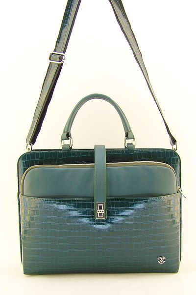HNB Nefti Green Crocodile Unisex Laptop Briefcase - 15 & 15.6 Inch