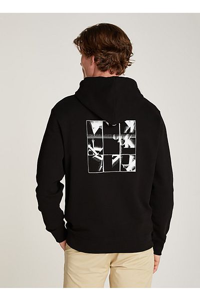 Calvin Klein Jeans Hood Collar Black Men's Sweatshirt J30J325639Beh Grid Monogram Hoodie