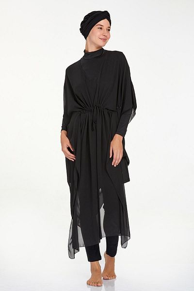 Remsa Mayo Black Single Pareo Kaftan - On Swimsuit, Lına 6039