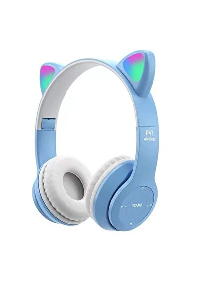 FİOPLUS Kedi Kulağı Bluetooth Kablosuz Kulaklık Rengarenk Işıklı Rgb Pembe Ço...